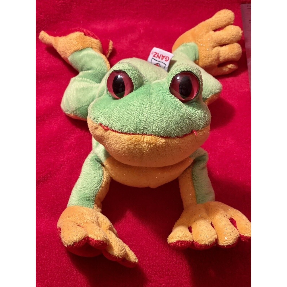 Ganz Webkinz Tree Frog Green Yellow Red Plush Stuffed Animal HM109 8 Inch
